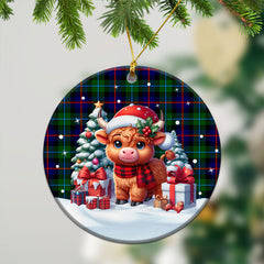 Campbell of Cawdor Modern Tartan Christmas Ceramic Ornament - Highland Cow Winter Style