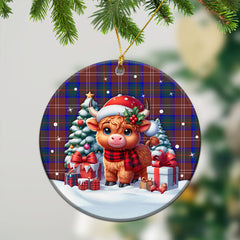 Chisholm Hunting Modern Tartan Christmas Ceramic Ornament - Highland Cow Winter Style