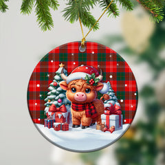 Chisholm Modern Tartan Christmas Ceramic Ornament - Highland Cow Winter Style