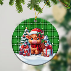 Clephan (or Clephane) Tartan Christmas Ceramic Ornament - Highland Cow Winter Style