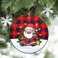 Fraser Tartan Christmas Ceramic Ornament - Scottish Santa Style