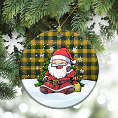 Fraser (of Lovat) Yellow Tartan Christmas Ceramic Ornament - Scottish Santa Style