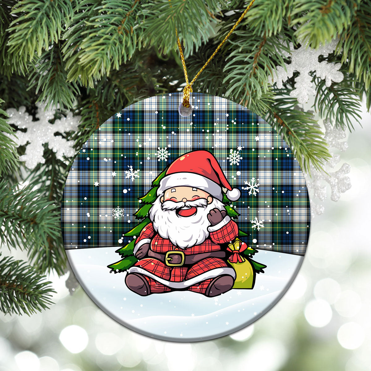 Gordon Dress Ancient Tartan Christmas Ceramic Ornament - Scottish Santa Style