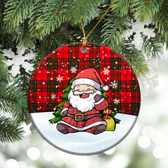 Heron Tartan Christmas Ceramic Ornament - Scottish Santa Style