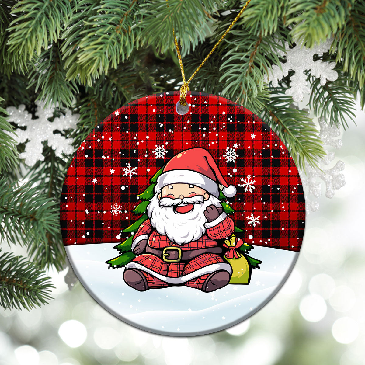 Hogg Tartan Christmas Ceramic Ornament - Scottish Santa Style