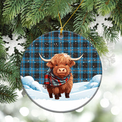 Horsburgh Tartan Christmas Ceramic Ornament - Highland Cows Snow Style