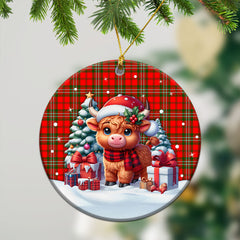 Langlands Tartan Christmas Ceramic Ornament - Highland Cow Winter Style