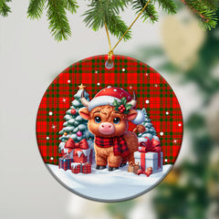 Livingstone Tartan Christmas Ceramic Ornament - Highland Cow Winter Style