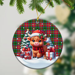 MacCulloch (McCulloch) Tartan Christmas Ceramic Ornament - Highland Cow Winter Style