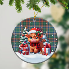 MacFarlane Hunting Ancient Tartan Christmas Ceramic Ornament - Highland Cow Winter Style