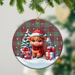 MacGregor Hunting Ancient Tartan Christmas Ceramic Ornament - Highland Cow Winter Style