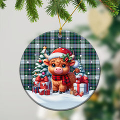 MacKenzie Dress Ancient Tartan Christmas Ceramic Ornament - Highland Cow Winter Style