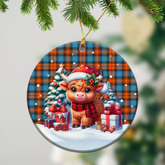 MacLachlan Ancient Tartan Christmas Ceramic Ornament - Highland Cow Winter Style