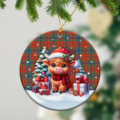 MacLean of Duart Ancient Tartan Christmas Ceramic Ornament - Highland Cow Winter Style