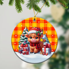 MacMillan Clan Tartan Christmas Ceramic Ornament - Highland Cow Winter Style