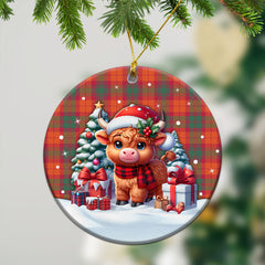 MacNab Ancient Tartan Christmas Ceramic Ornament - Highland Cow Winter Style