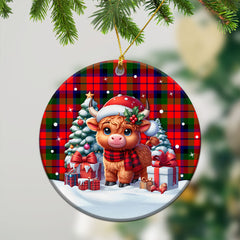 MacNaughten Tartan Christmas Ceramic Ornament - Highland Cow Winter Style