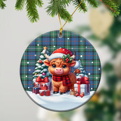 MacPhail Hunting Ancient Tartan Christmas Ceramic Ornament - Highland Cow Winter Style