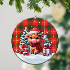 MacPhee Modern Tartan Christmas Ceramic Ornament - Highland Cow Winter Style