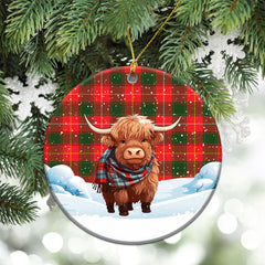 MacPhee Modern Tartan Christmas Ceramic Ornament - Highland Cows Snow Style