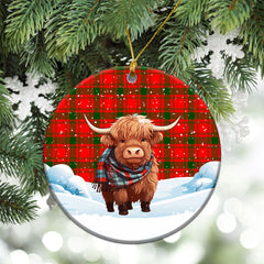 MacQuarrie Tartan Christmas Ceramic Ornament - Highland Cows Snow Style