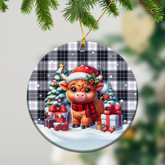 MacRae Dress Modern Tartan Christmas Ceramic Ornament - Highland Cow Winter Style