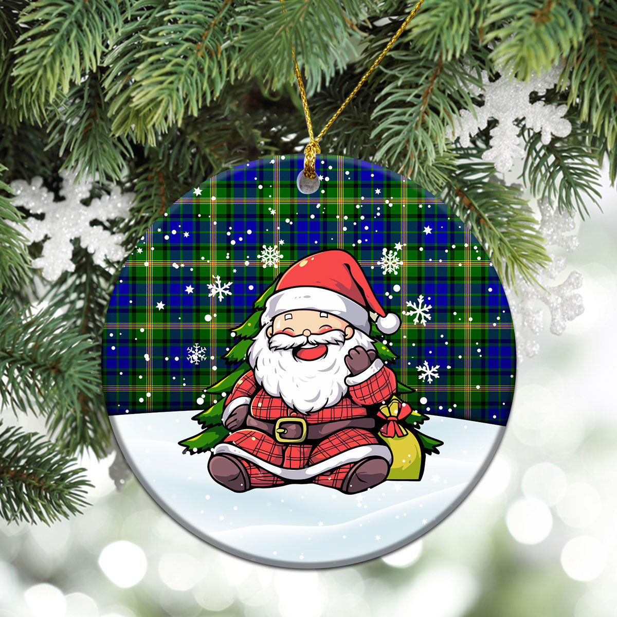 Maitland Tartan Christmas Ceramic Ornament - Scottish Santa Style