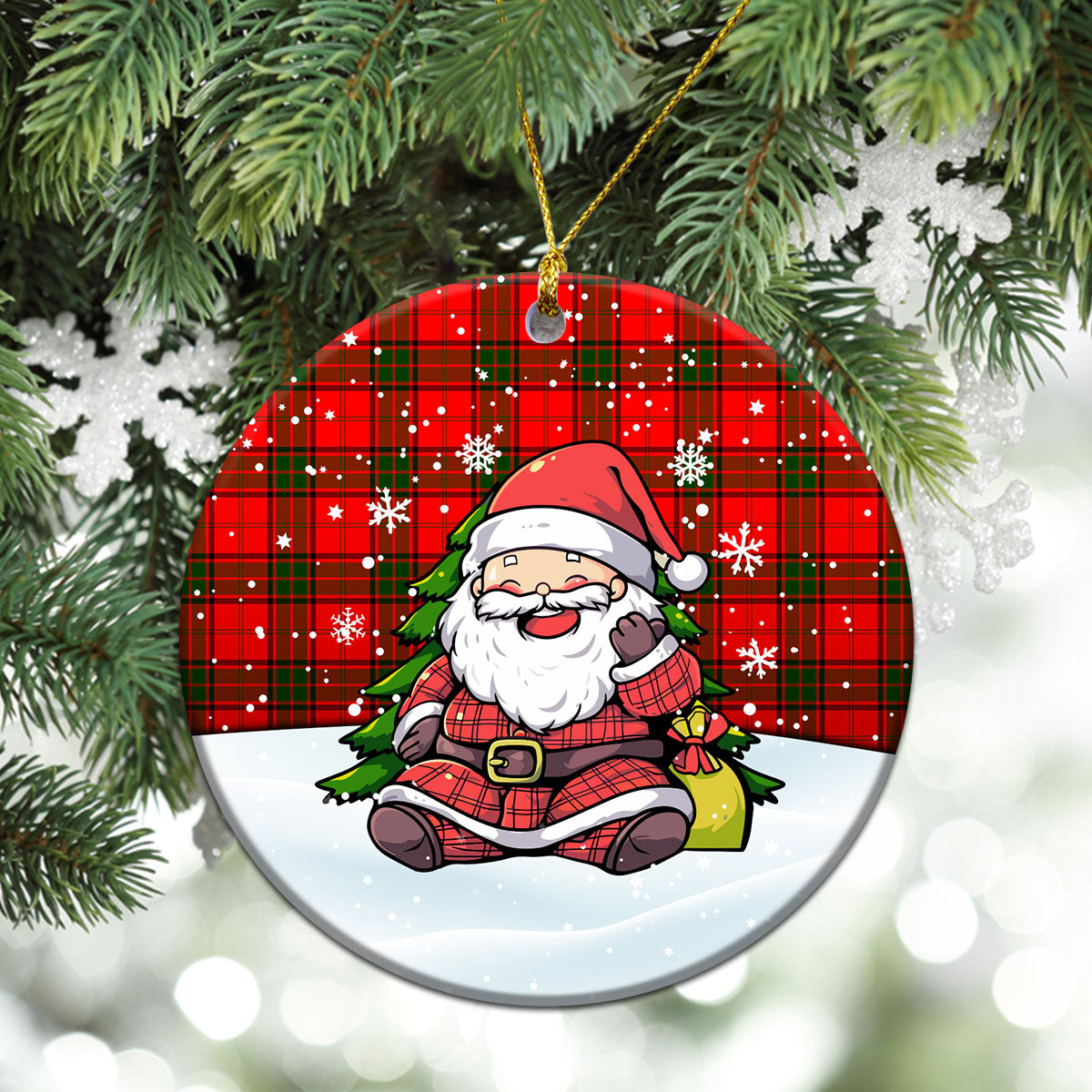 Maxtone Tartan Christmas Ceramic Ornament - Scottish Santa Style