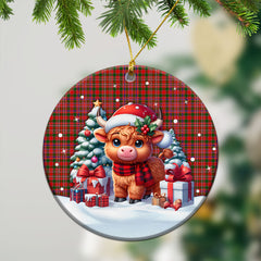 McAlister Modern Tartan Christmas Ceramic Ornament - Highland Cow Winter Style