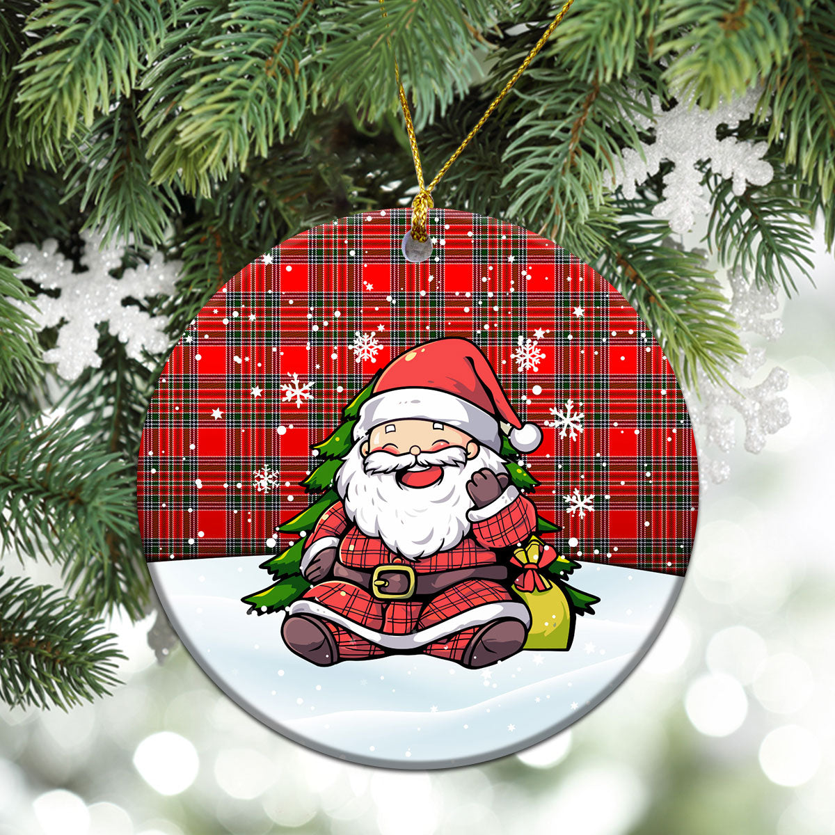 McBean Tartan Christmas Ceramic Ornament - Scottish Santa Style