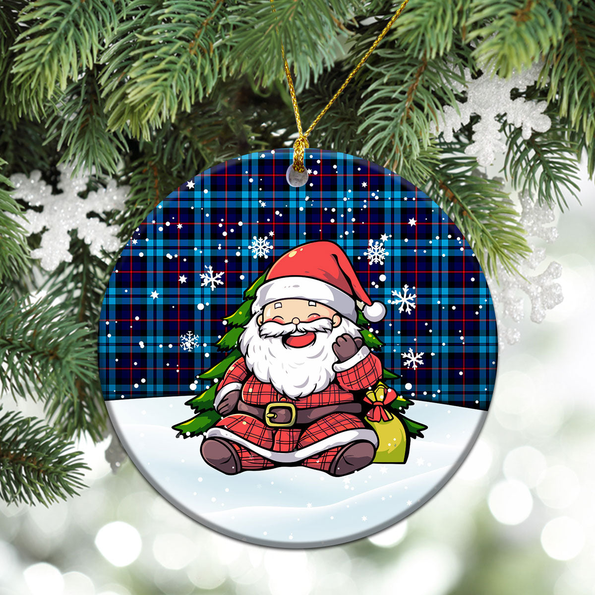 McCorquodale Tartan Christmas Ceramic Ornament - Scottish Santa Style