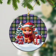 McDonald Ancient Tartan Christmas Ceramic Ornament - Highland Cow Winter Style