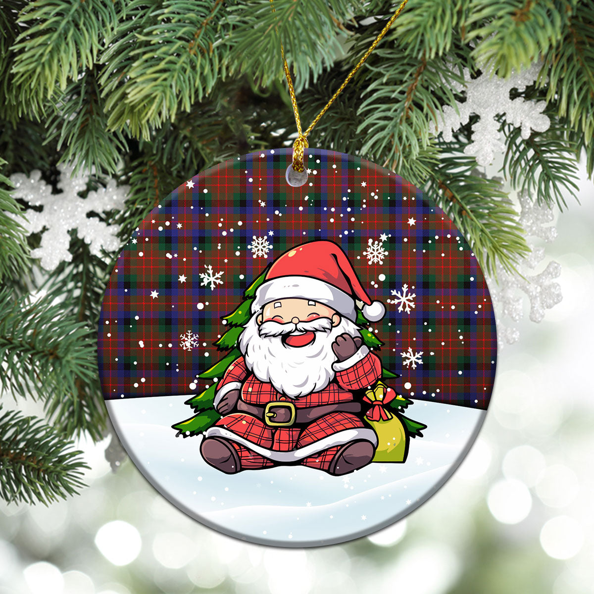 McDuff Hunting Modern Tartan Christmas Ceramic Ornament - Scottish Santa Style