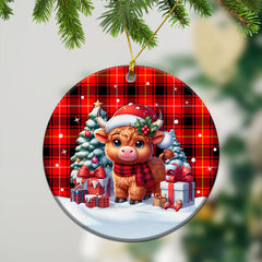 McIvor Tartan Christmas Ceramic Ornament - Highland Cow Winter Style