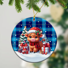 McKerrell Tartan Christmas Ceramic Ornament - Highland Cow Winter Style