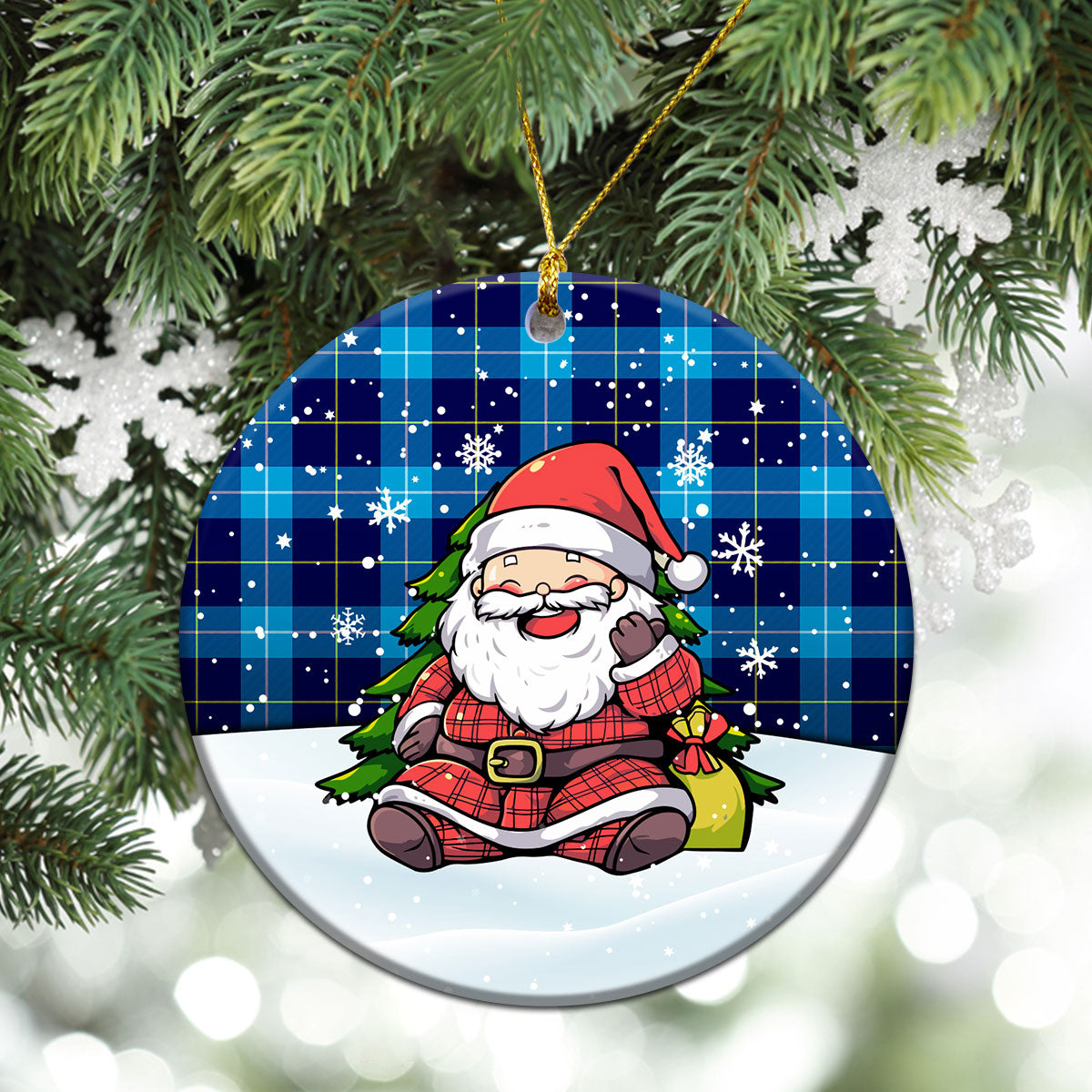 McKerrell Tartan Christmas Ceramic Ornament - Scottish Santa Style