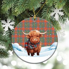 McKintosh Ancient Tartan Christmas Ceramic Ornament - Highland Cows Snow Style