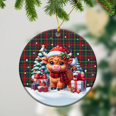 McKintosh Hunting Modern Tartan Christmas Ceramic Ornament - Highland Cow Winter Style