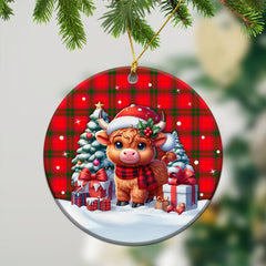 McNab Modern Tartan Christmas Ceramic Ornament - Highland Cow Winter Style