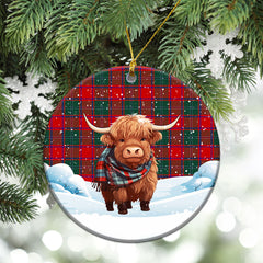 McPhail Clan Tartan Christmas Ceramic Ornament - Highland Cows Snow Style