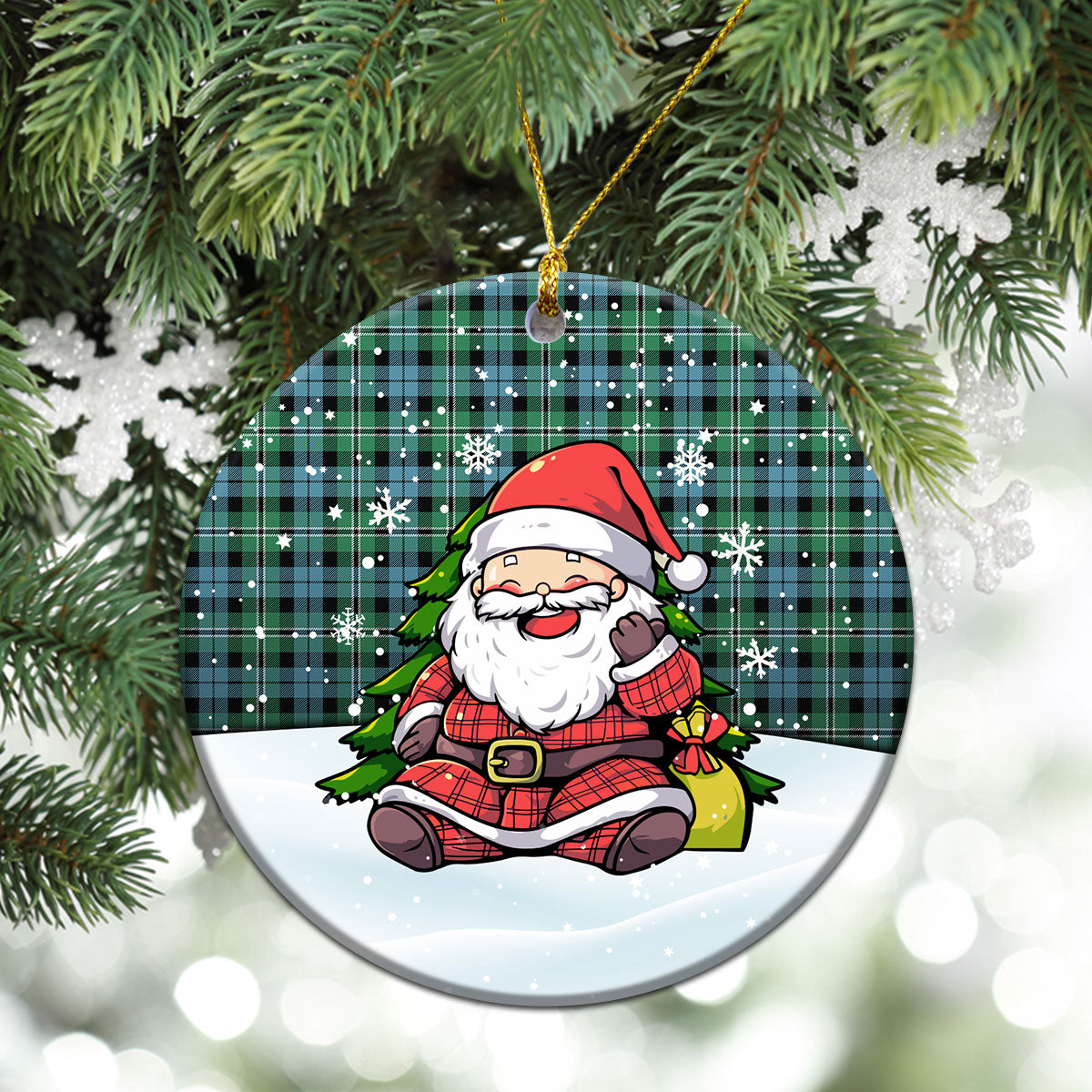 Melville Tartan Christmas Ceramic Ornament - Scottish Santa Style