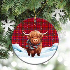 Murray (of Dysart) Tartan Christmas Ceramic Ornament - Highland Cows Snow Style