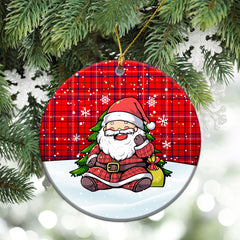 Rose Modern Tartan Christmas Ceramic Ornament - Scottish Santa Style