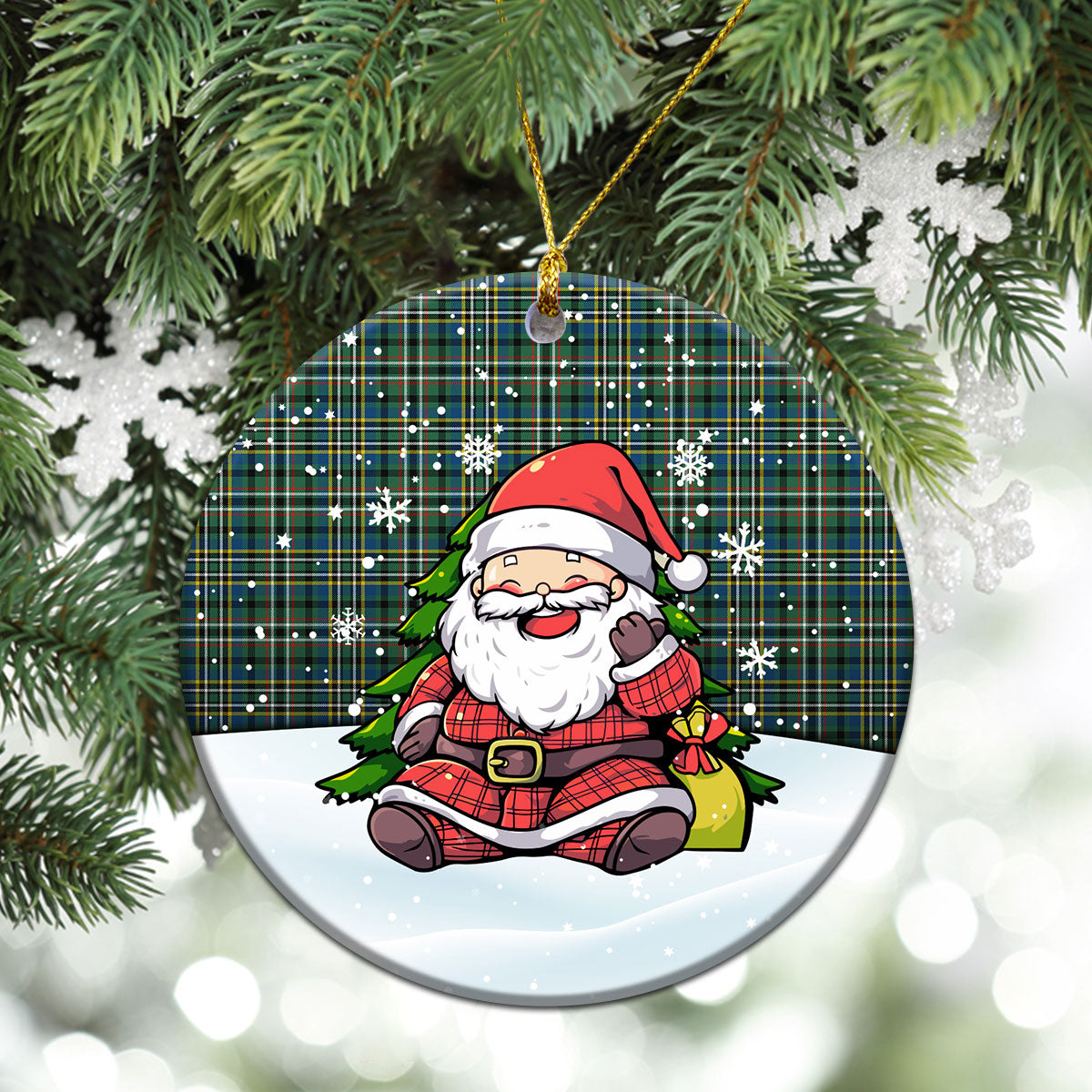 Scott Green Ancient Tartan Christmas Ceramic Ornament - Scottish Santa Style