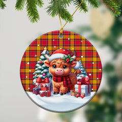 Scrymgeour Tartan Christmas Ceramic Ornament - Highland Cow Winter Style