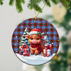 Spalding Tartan Christmas Ceramic Ornament - Highland Cow Winter Style