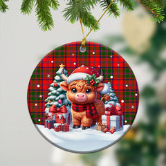 Stewart of Appin Modern Tartan Christmas Ceramic Ornament - Highland Cow Winter Style