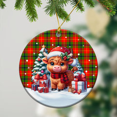 Turnbull Dress Tartan Christmas Ceramic Ornament - Highland Cow Winter Style