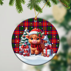 Wauchope (or Waugh) Tartan Christmas Ceramic Ornament - Highland Cow Winter Style