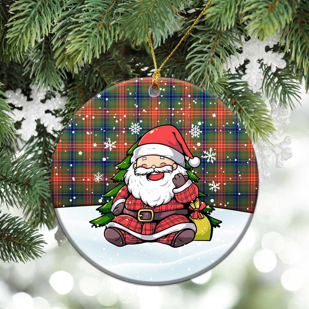 Wilson Ancient Tartan Christmas Ceramic Ornament - Scottish Santa Style